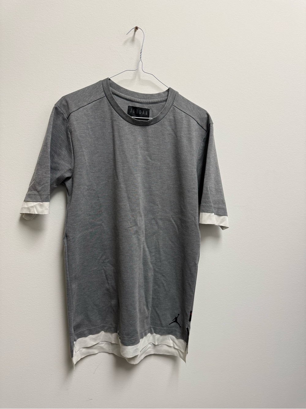 Jordan Gray Short-Sleeve Tee with White Layered Hem